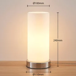Lindby tafellamp Elianna, wit, glas, 24 cm, dimbaar, E14