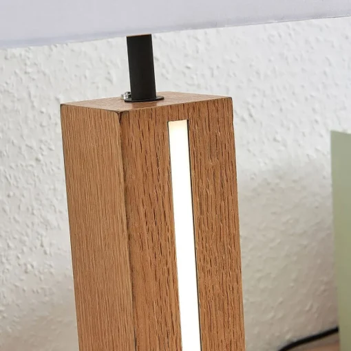 Lindby tafellamp Garry, 2-lamps, wit, hout, 53 cm, E27
