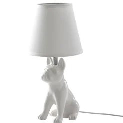 Lindby tafellamp Herry, wit, keramiek, hond, 46,5 cm hoog