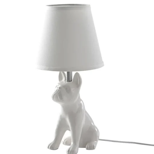 Lindby tafellamp Herry, wit, keramiek, hond, 46,5 cm hoog