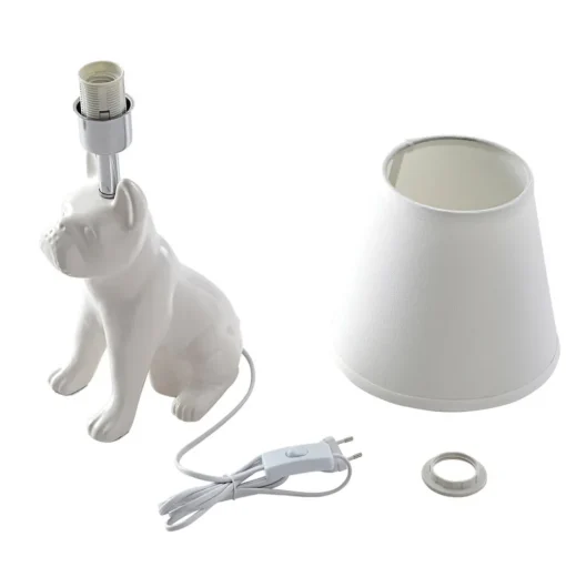 Lindby tafellamp Herry, wit, keramiek, hond, 46,5 cm hoog