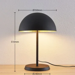 Lindby tafellamp Idalene, hoogte 51 cm, zwart, metaal