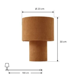 Lindby tafellamp Jone, lichtbruin, textiel, 30 cm hoog, E27