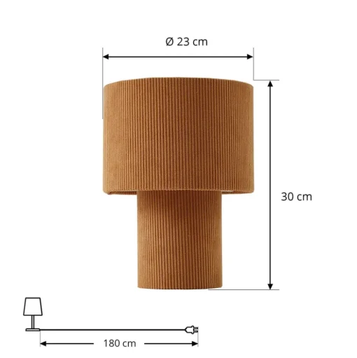 Lindby tafellamp Jone, lichtbruin, textiel, 30 cm hoog, E27