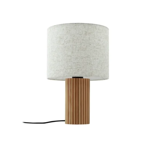Lindby tafellamp Kimiko, hoogte 38 cm, hout, textiel