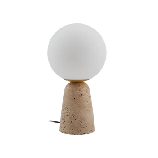 Lindby tafellamp Kirstan, beige, wit, glas, steen, 33 cm
