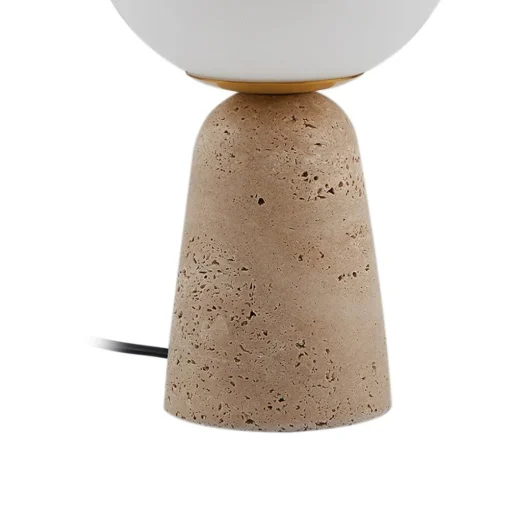 Lindby tafellamp Kirstan, beige, wit, glas, steen, 33 cm