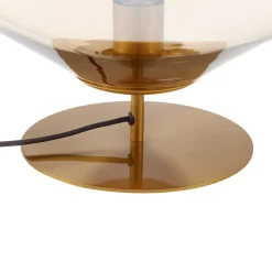 Lindby tafellamp Lelia, amber, glas, metaal, Ø 35 cm