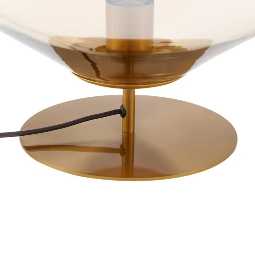 Lindby tafellamp Lelia, amber, glas, metaal, Ø 35 cm