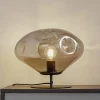 Lindby tafellamp Lelia, rookgrijs, glas, metaal, Ø 35 cm