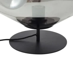 Lindby tafellamp Lelia, rookgrijs, glas, metaal, Ø 35 cm