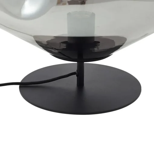 Lindby tafellamp Lelia, rookgrijs, glas, metaal, Ø 35 cm