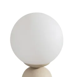 Lindby tafellamp Lennes, beige, glas, Ø 20 cm