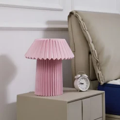 Lindby tafellamp Magali, roze, papier, Ø 34 cm, E14