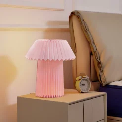 Lindby tafellamp Magali, roze, papier, Ø 34 cm, E14