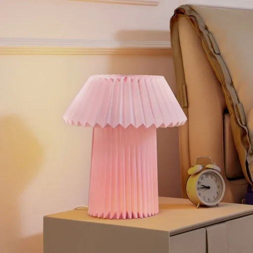 Lindby tafellamp Magali, roze, papier, Ø 34 cm, E14