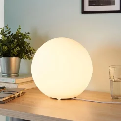 Lindby tafellamp Marike, wit, glas, bol, Ø 25 cm, E27
