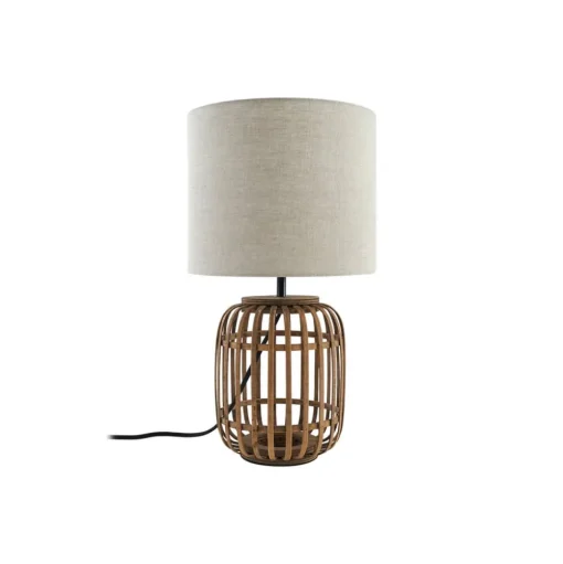 Lindby tafellamp Marzanna, grijs, bamboe, 42,5 cm, E27
