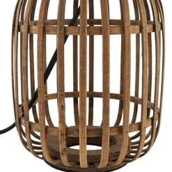 Lindby tafellamp Marzanna, grijs, bamboe, 42,5 cm, E27