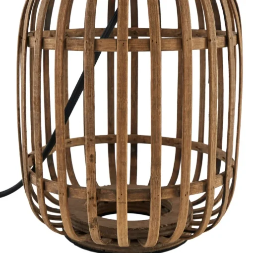 Lindby tafellamp Marzanna, grijs, bamboe, 42,5 cm, E27