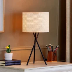 Lindby tafellamp Soula, Ø 26 cm, beige, kunststof, E27