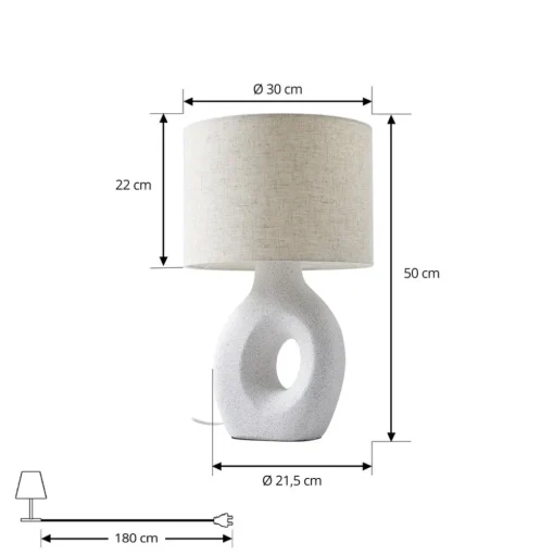 Lindby tafellamp Thalassia, wit, Ø 30 cm, keramiek
