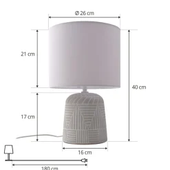 Lindby tafellamp Thalassia, wit, Ø 26 cm, keramiek