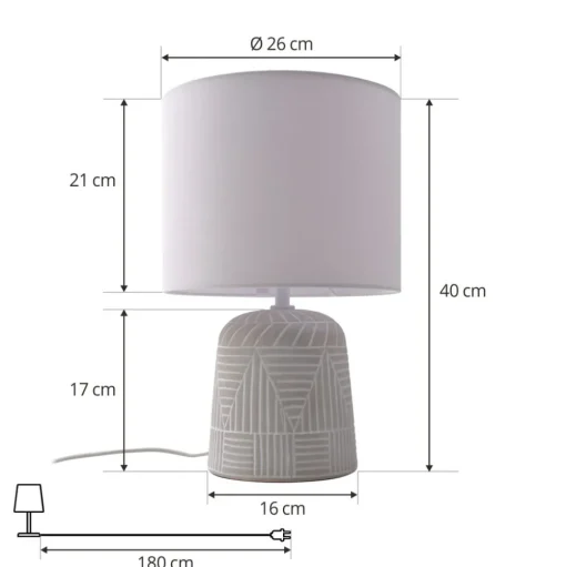 Lindby tafellamp Thalassia, wit, Ø 26 cm, keramiek