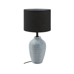 Lindby tafellamp Thalassia, grijs/zwart, Ø 20cm, keramiek