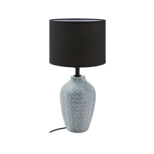 Lindby tafellamp Thalassia, grijs/zwart, Ø 20cm, keramiek