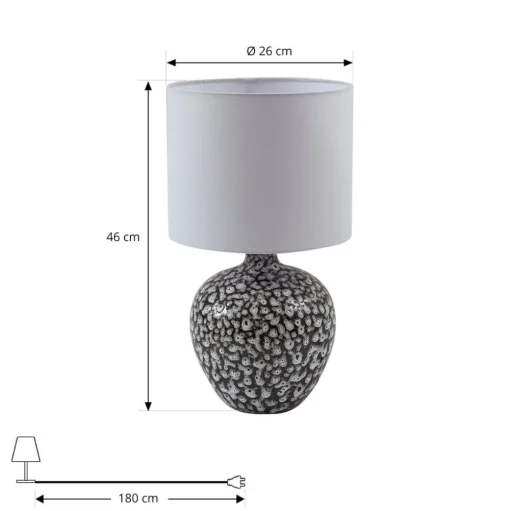 Lindby tafellamp Thalassia, zwart/wit, Ø 26cm, keramiek