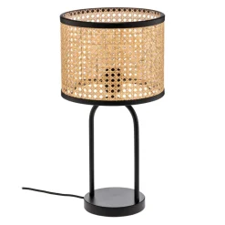 Lindby tafellamp Yaelle, 50 cm hoog, rotan, zwart, E27