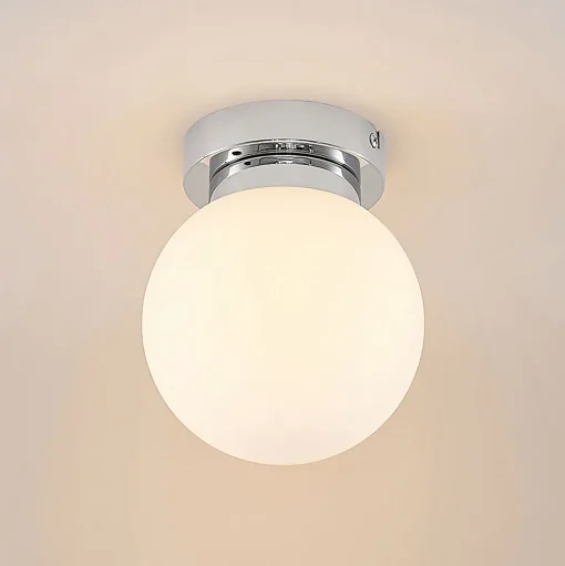 Lindby Tavino plafondlamp, bolvormige kap, chroom