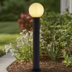 Lindby tuinpadverlichting Dangan, wit, hoogte 90 cm, glas, metaal
