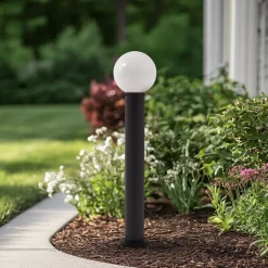 Lindby tuinpadverlichting Dangan, wit, hoogte 90 cm, glas, metaal