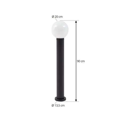 Lindby tuinpadverlichting Dangan, wit, hoogte 90 cm, glas, metaal