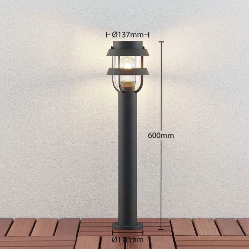 Lindby tuinpadverlichting Alvaro, antraciet, 60 cm, IP44, E27