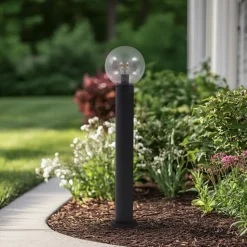 Lindby tuinpadverlichting Dangan, helder, hoogte 90 cm, glas, metaal