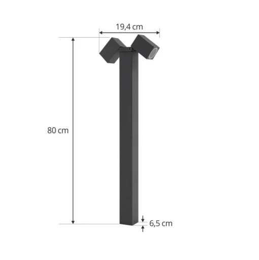 Lindby tuinpadverlichting Othil, 2-lamps, 80 cm, antraciet, metaal
