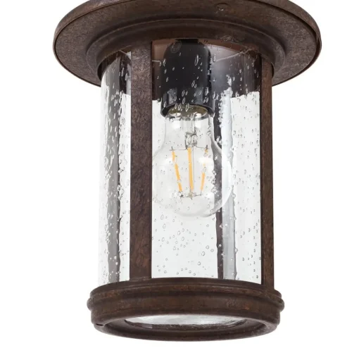 Lindby tuinpadverlichting Zayn, roestkleurig, glas, hoogte 109 cm, IP65