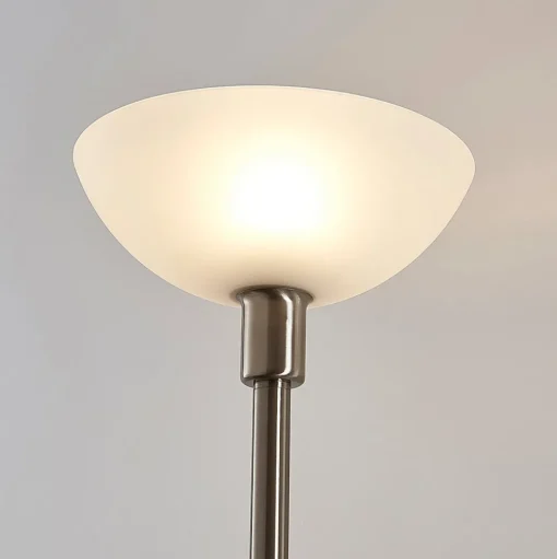 Lindby uplighter Jost, 180 cm, nikkelkleurig, leeslampje