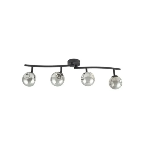 Lindby Valentina plafondlamp, grijs/zwart, 4-lamps, glas
