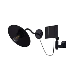 Lindby Virane LED wandlamp op zonne-energie, zwart, aluminium