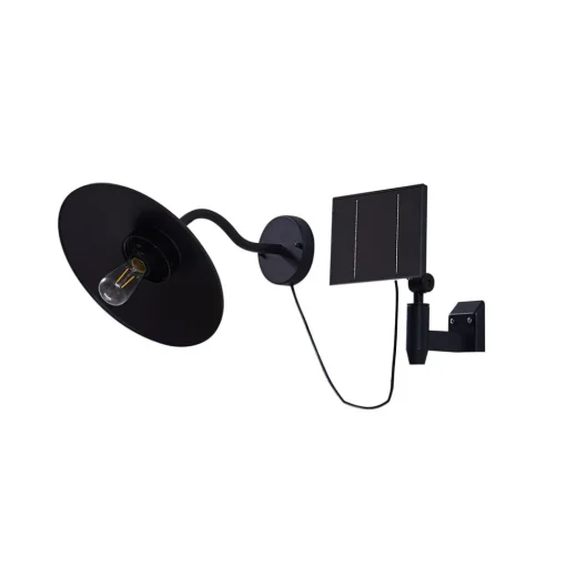 Lindby Virane LED wandlamp op zonne-energie, zwart, aluminium