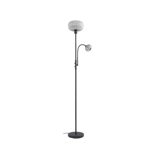 Lindby vloerlamp Aliette, zwart/grijs, glas, leeslampje