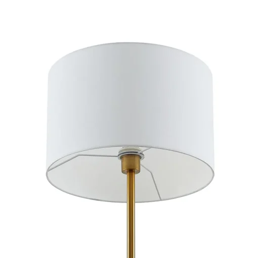 Lindby vloerlamp Aovan, bronskleurig, plank, USB-aansluiting