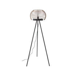 Lindby vloerlamp Ediz, zwart, hout, 159 cm hoog, E27