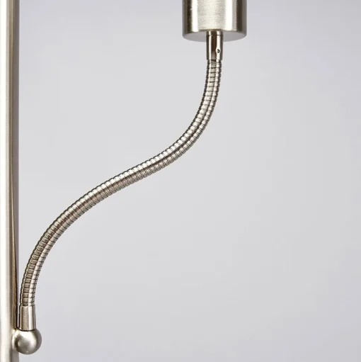 Lindby vloerlamp Elaina, 180 cm, nikkelkleurig, leeslampje