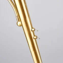 Lindby vloerlamp Elaina, leeslampje, messingkleurig, 183cm E27