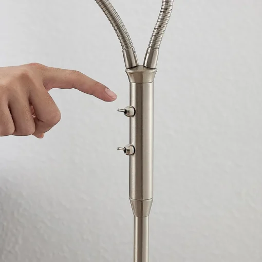 Lindby vloerlamp Gwendolin, 160 cm, nikkelkleurig, 2-lamps.